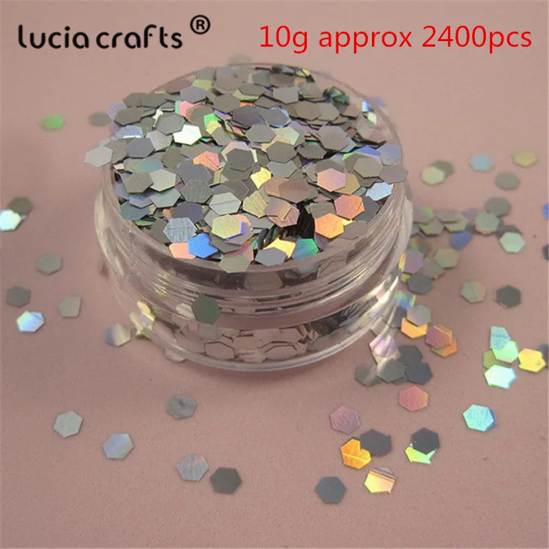 silver 4mm 10g Lucia crafts Multi option 20 г серебро Hexgon хлопья Радужная чашка блесток для дома свадебные конфетти украшения D0101 - Цвет: silver 4mm 10g