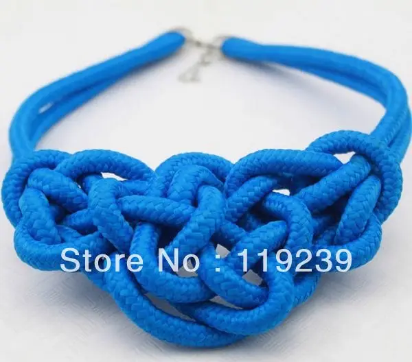 KN53 Fashion 2013 Hot Items Chunky Statement Handmade Knitted Rope Choker Collar Necklace Women Short Candy Neon Color Jewelry | Украшения