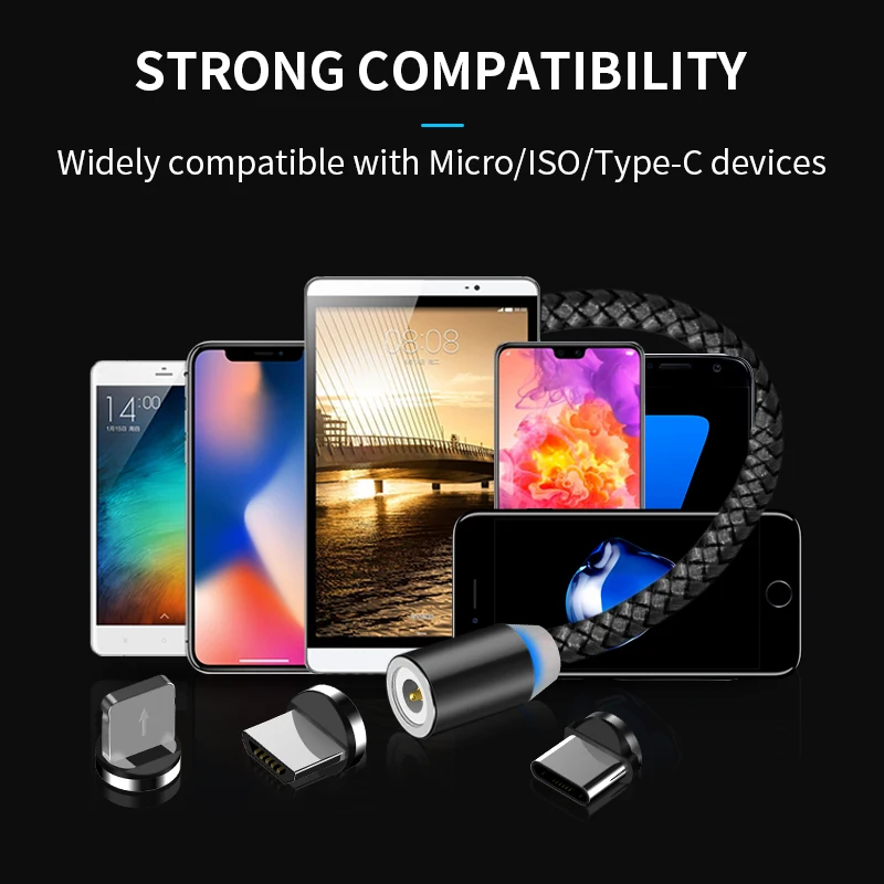 Магнитный кабель GREENPORT для iphone xs max Samsung S9 S8 Note 9 Micro Usb C | Мобильные телефоны и