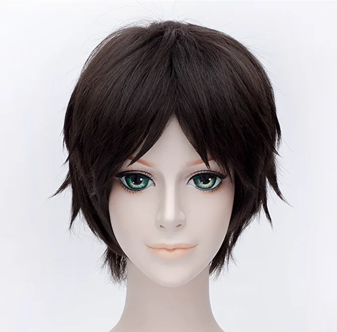

Attack on Titan Hans Zoe 40cm Short Straight Cosplay Wigs for Women Female Fake Hair Anime Universal for Party Brown+ Wig Cap