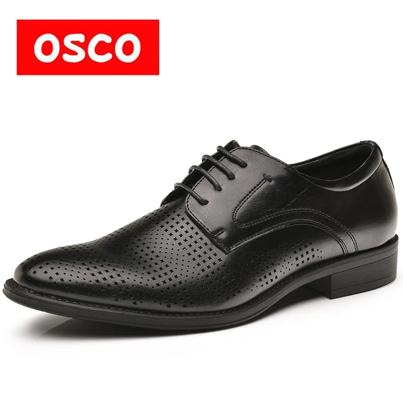 OSCO Formal Oxfords Lace Up Office Business Dress Men Shoes Summer Punch Breathable Hollow Leather British Casual Sandals | Обувь