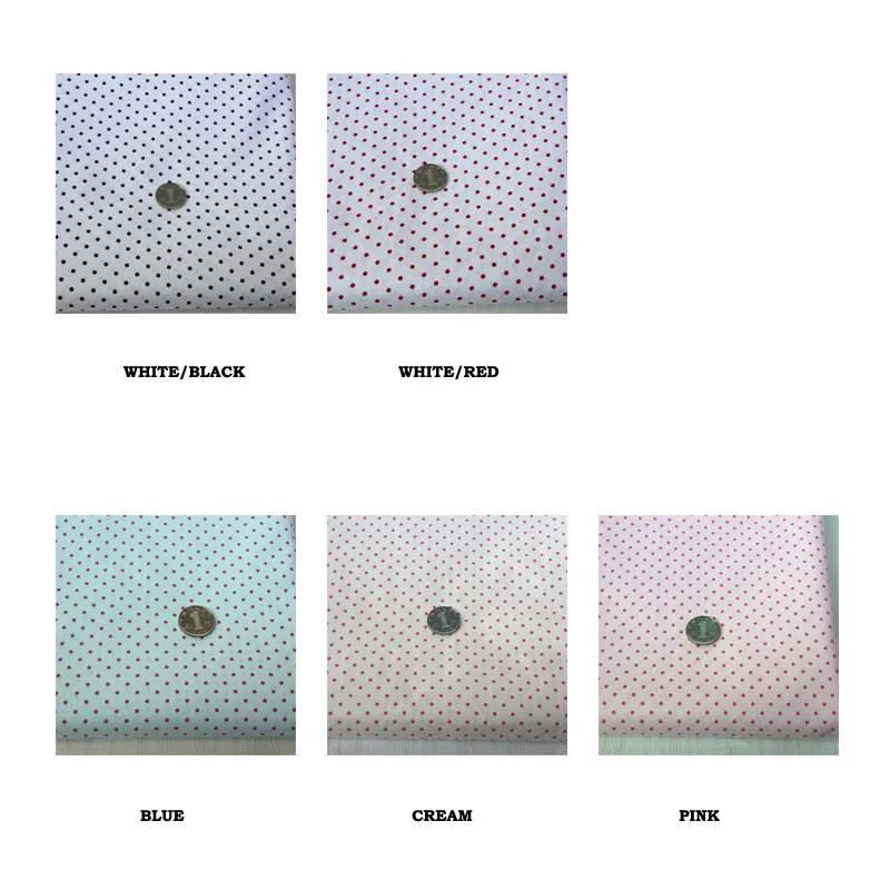 Саржевая ткань из 100% хлопка белая синяя кремовая розовая в горошек для