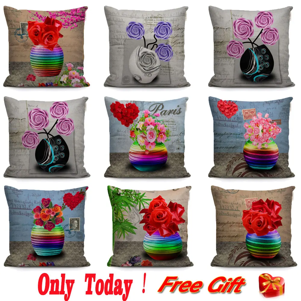 NORDIC painting flower vase cushion cover decor oil paintings throw pillow cases for sofa chair home living room | Дом и сад