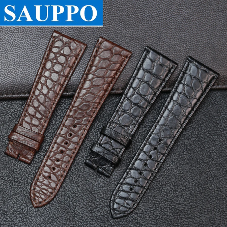 SAUPPO крокодиловая кожа аксессуары для часов Ремешок для часов с круглым зерном браслет подходит для Cartier Tank для мужчин