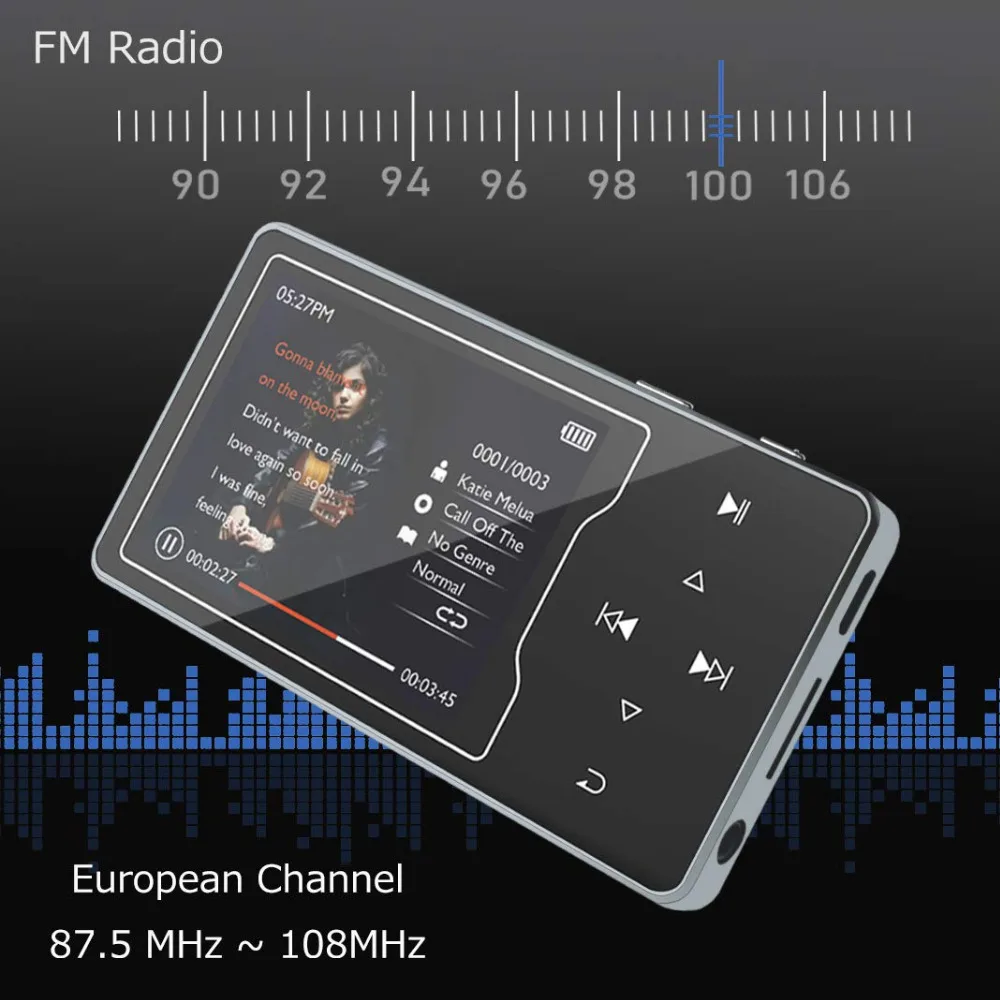 MP4 плеер Bluetooth4.2 MP3 музыкальный 16 ГБ с 2 4 дюймовым большим экраном видео