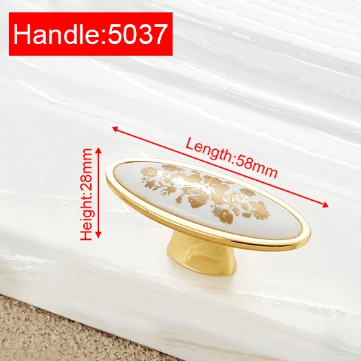 5037-Single Hole NAIERDI золотые белые Creamic золотые ручки для шкафа, круглая ручка для выдвижных ящиков, кухонные дверные ручки, Мебельная ручка, дверная фурнитура для шкафа - Цвет: 5037-Single Hole