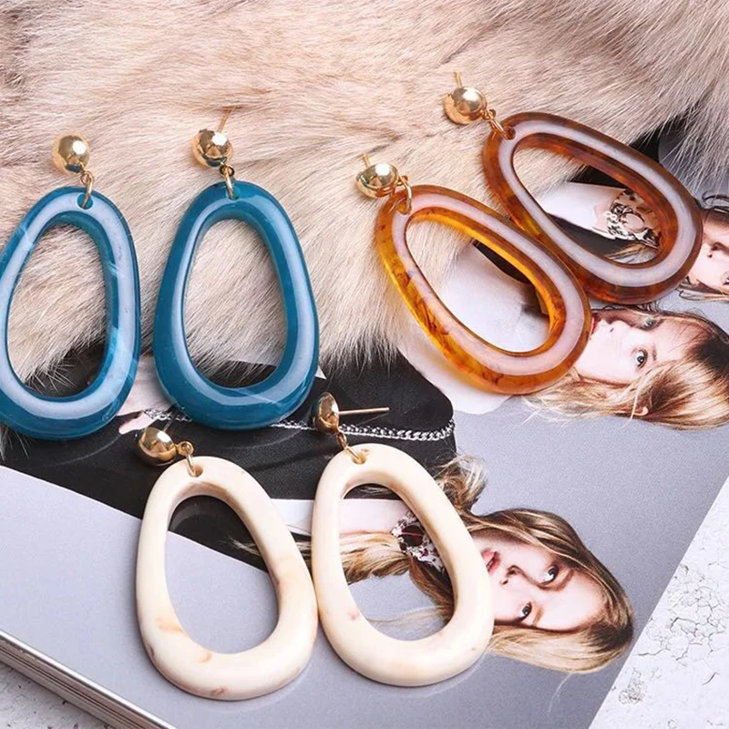 Новые акриловые овальные простые элегантные Серьги Геометрические ацетатные