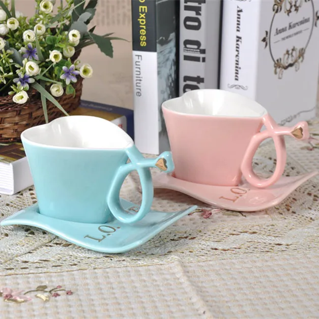 Креативные кружки в форме сердца кофейная кружка чашка для молока ложка