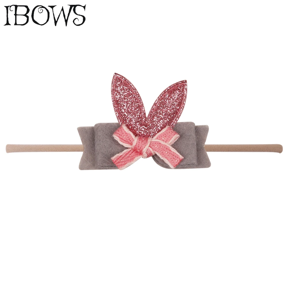 Детская повязка на голову с милыми блестящими бантами и ушками кролика