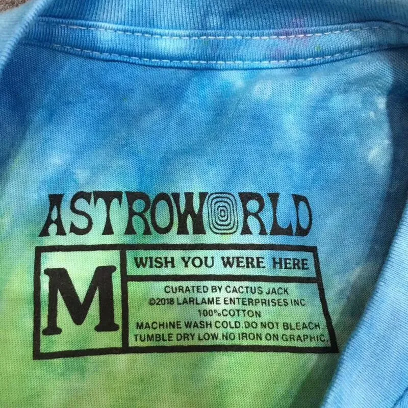 Новинка футболка с принтом Трэвиса Скотта Европейский тай дай Astroworld футболки для