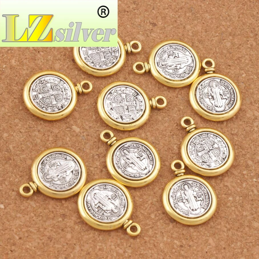 60 шт. 24.7x18.9mm цинковый сплав и Сент медаль Святого Бенедикта Крест Spacer Бусины