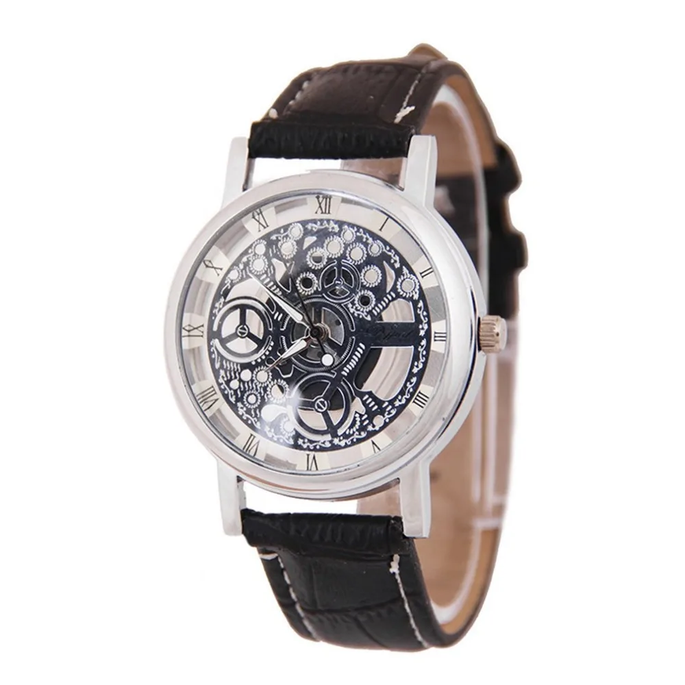 Простые мужские часы с скелетом открытые деловые кварцевые Военные Спортивные