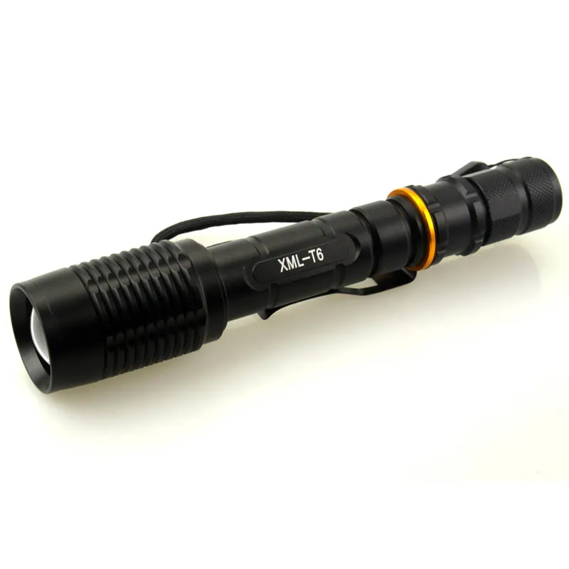 

50pcs Cree XM-L T6 LED flashlight torch light 7W 2000LM XM-L XML Zoomable lanterna torchlight bike bicycle camping 18650 battery
