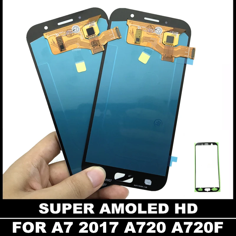 С сенсорным экраном дигитайзер дисплей для Samsung Galaxy A7 2017 A720 A720F A720M A720Y супер AMOLED LCD