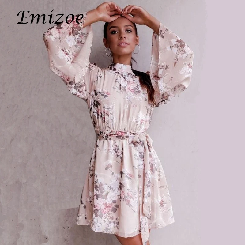 Сексуальное цветочное платье Emizoe женское Новое весеннее пляжное в стиле бохо с