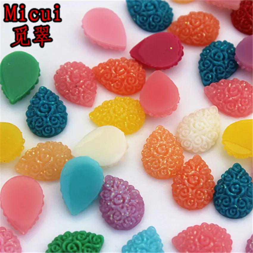 Micui 100 шт. 7*10/10*14 мм разноцветные каплевидные розы полимерные стразы каменные