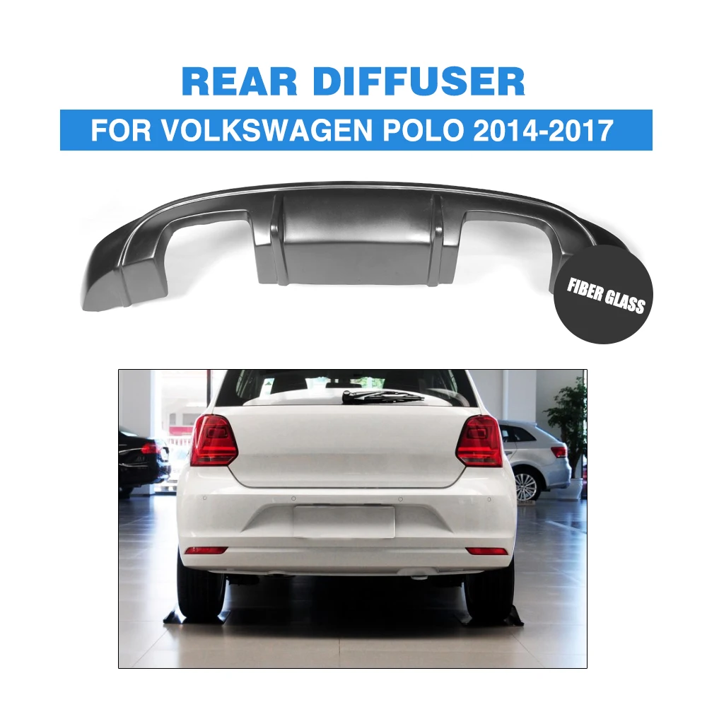FRP черный диффузор губа на задний бампер спойлер для Volkswagen VW Polo Стандартный