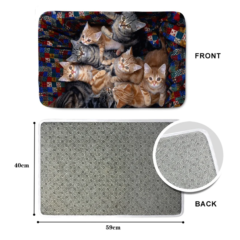 Напольный коврик HUGSIDEA с 3D принтом Kawaii Cat для спальни прихожей нескользящий мягкий