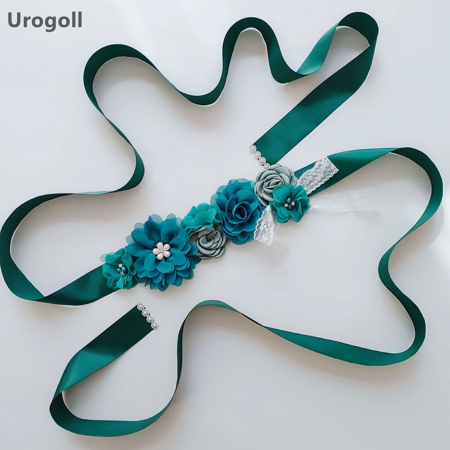 

Hot Sale New Fashion Soft Lace Pearl Flower Blossom Belt Flower Girl Bride Bridesmaid Wedding Sashes Ribbons Wedding Dress Belt