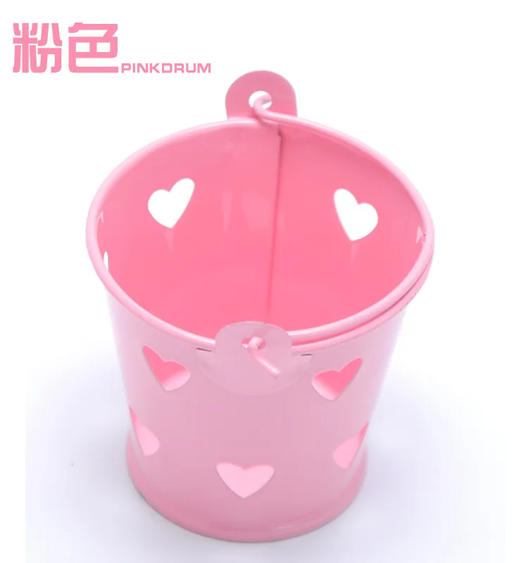 100 шт. красочные сердца полые Олово ведра Mini Bucket свадьба коробка конфет шоколад