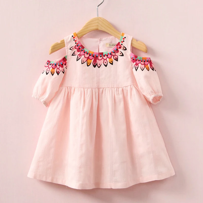 2019 kids dress for girl fashion spring Print strapless cotton clothing princess casual | Детская одежда и обувь
