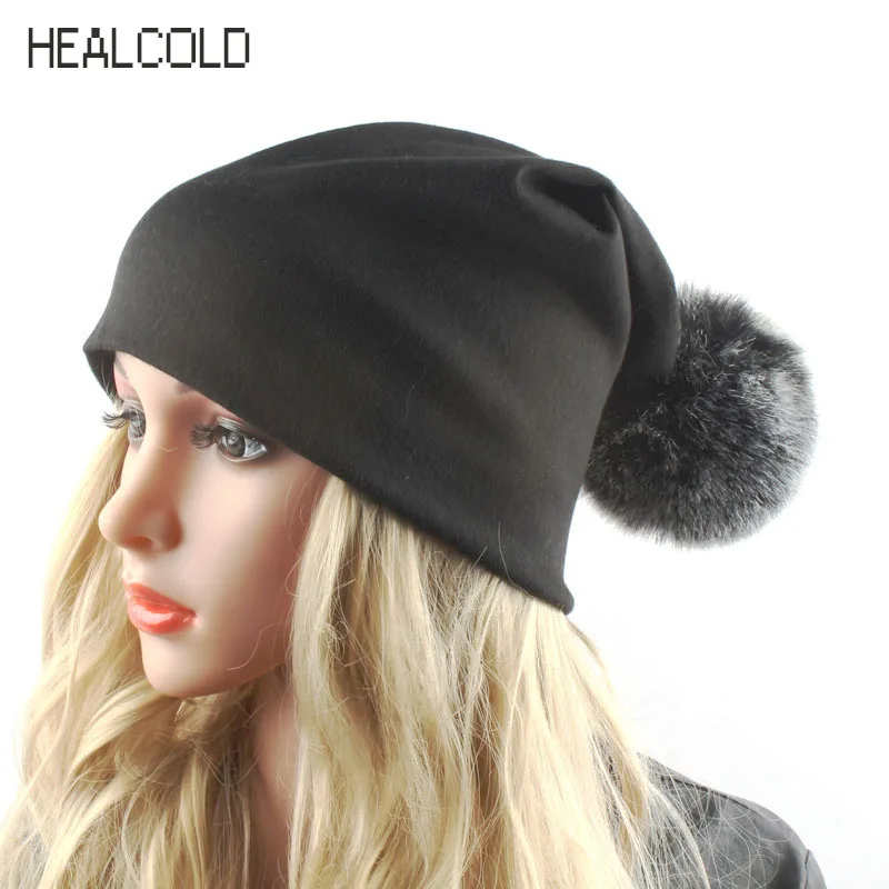 Хлопковая шапка HEALCOLD с помпоном из искусственного меха рождественский подарок