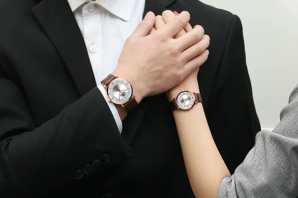 Дешевые 2016 новые парные часы Бингер тонкий стиль женские модные Quatrz Мужские