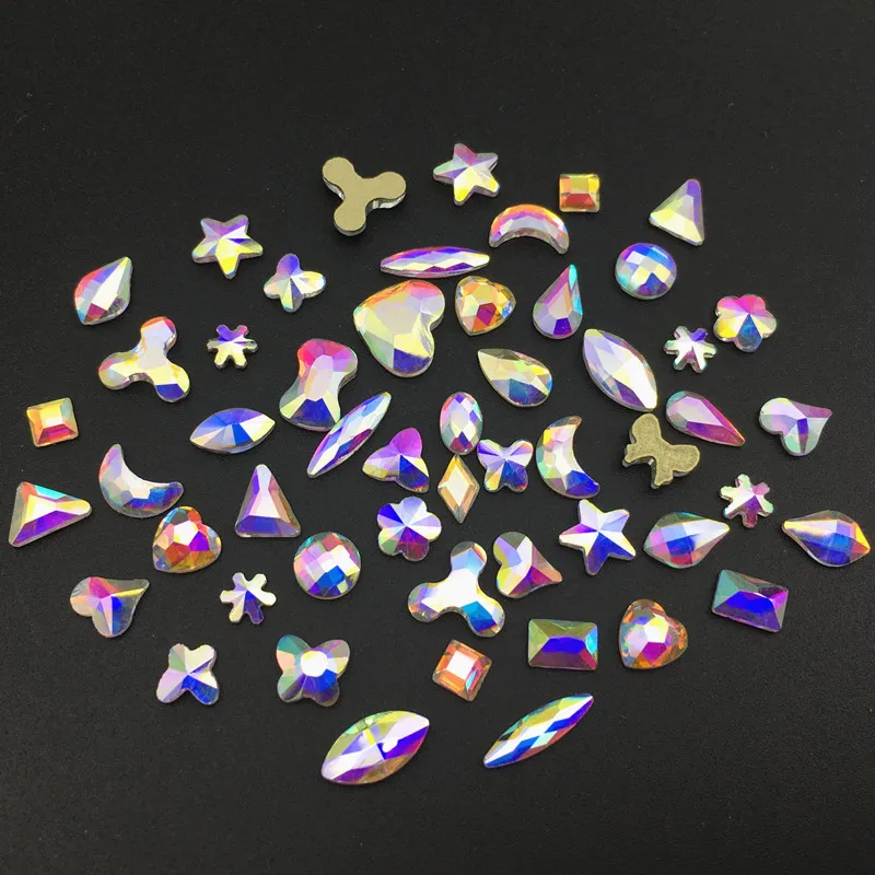 20 pcs More Shapes Sizes 3D Designs Crystal AB Glass Nail Decorations Rhinestones For DIY Manicure Art Stones | Дом и сад