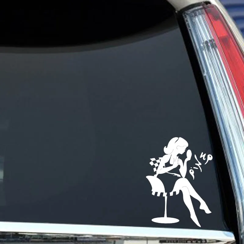 

YJZT 9.7*12.9CM Silhoutte Make-Up Lovely Lady Popular Decal Black/Silver Vinyl Covering The Body Car Sticker C20-1190