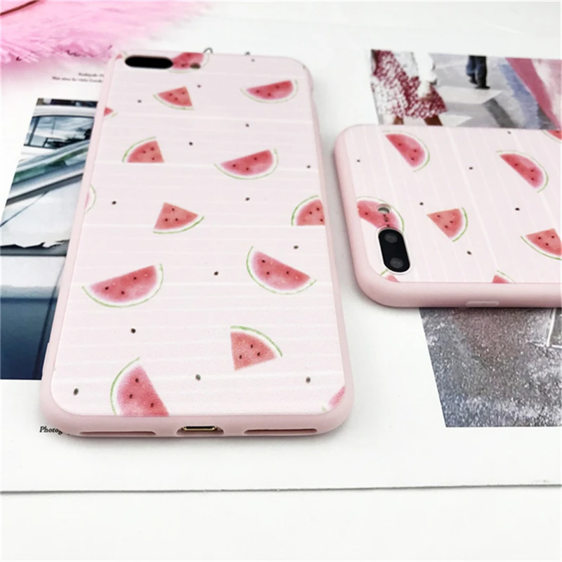 Fashion Pink Strawberry watermelon Case For iPhone 5 S SE 6 6S Plus Soft high quality Girl X 7 8 shel |