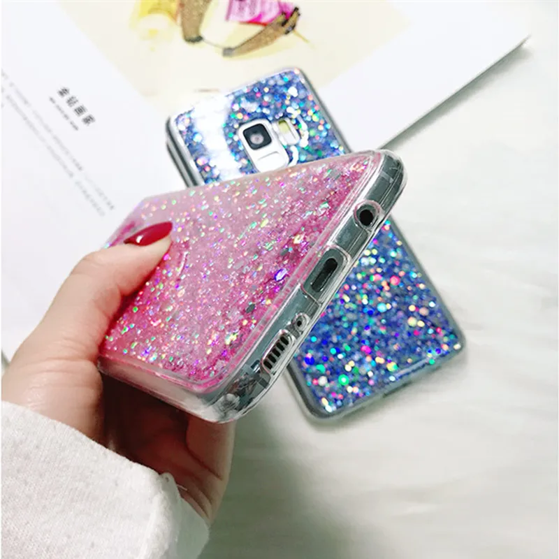 Силиконовые Bling Блестящий со стразами и пайетками чехол для телефона samsung A320 A520 A6