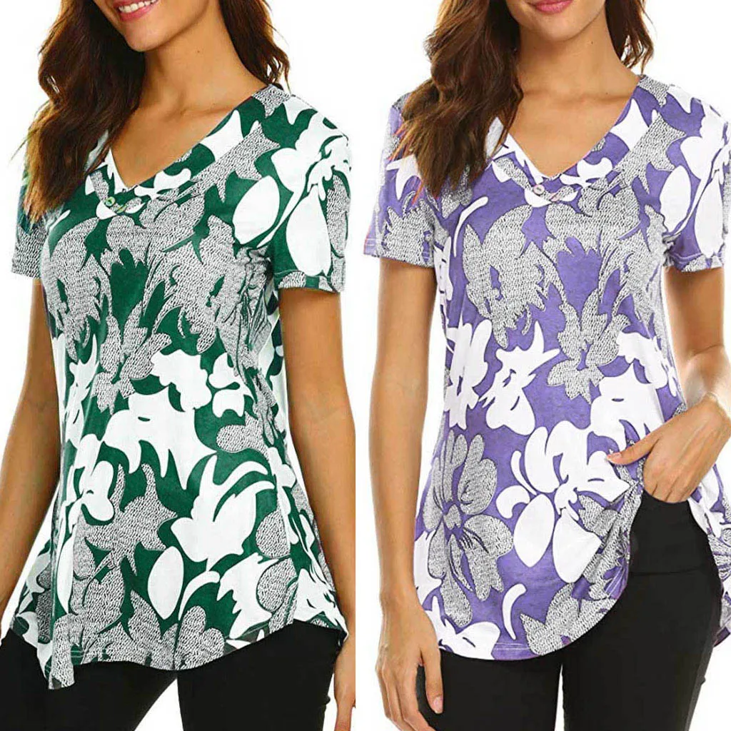 SAGACE летняя модная блузка женская повседневная с коротким рукавом Топ принтом