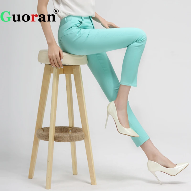 {Guoran} женские узкие брюки офисные повседневная обувь ботильоны длина мотобрюки 2XL