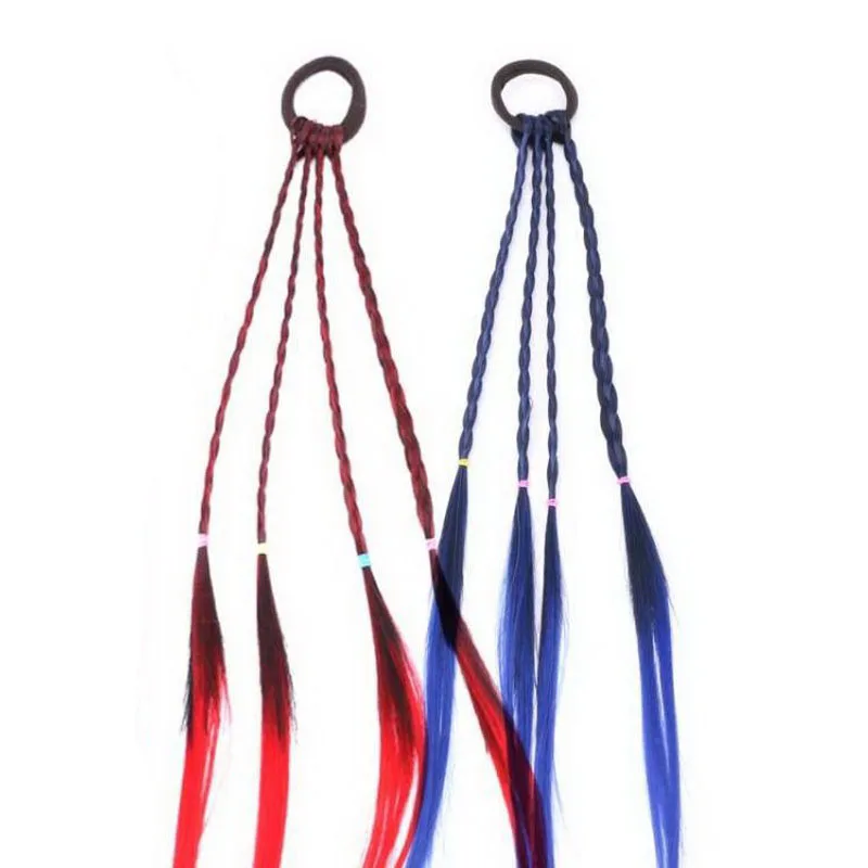 Девушки Градиент Длинные Стиль парик с косами Hairbands Милый Для детей эластичные
