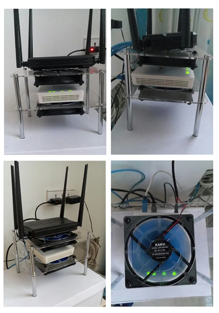 DIY для беспроводных роутеров переключатели концентраторы модемы двухслойный корпус охладителя радиатора внешняя охлаждающая стойка USB 5 в 12 см бесшумные вентиляторы