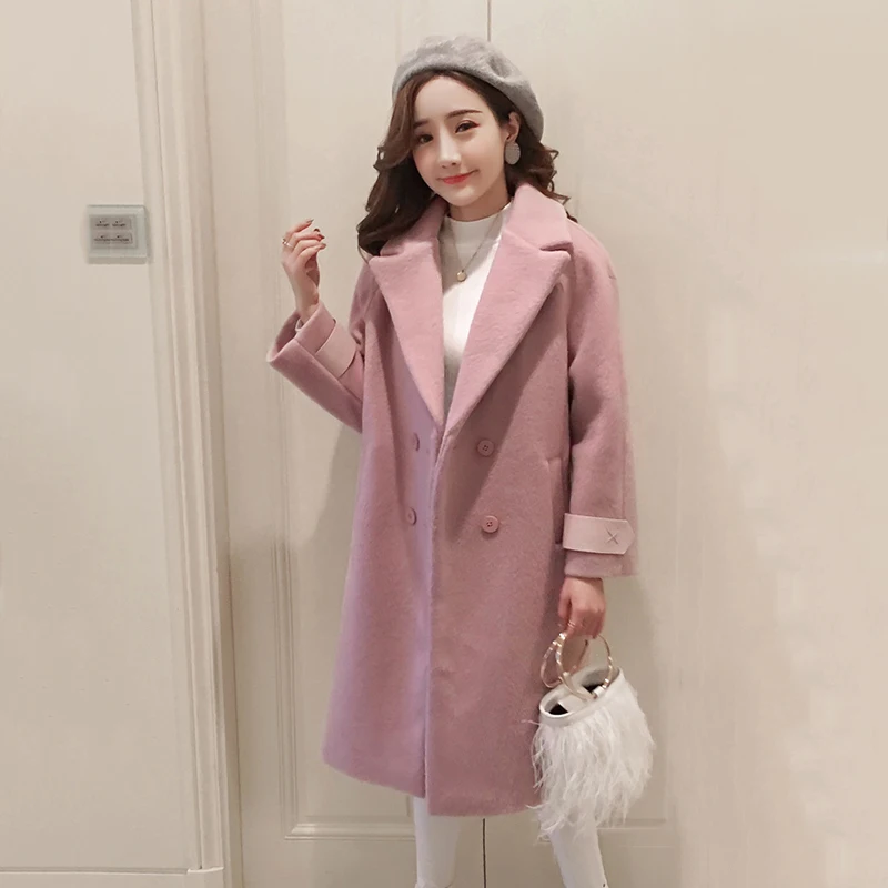 Шерстяное пальто для женщин длинная Корейская куртка новинка 2018 модное