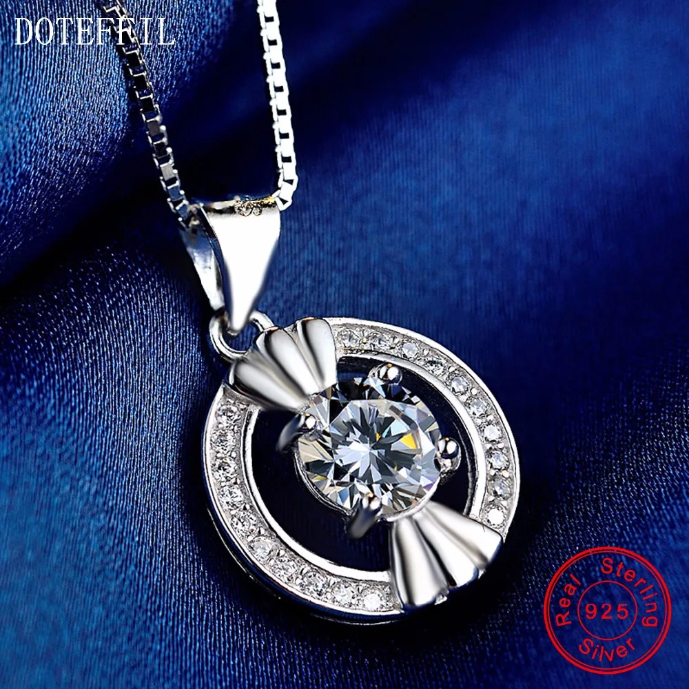 Женское ожерелье из серебра 100% пробы модное очаровательное круглое 925