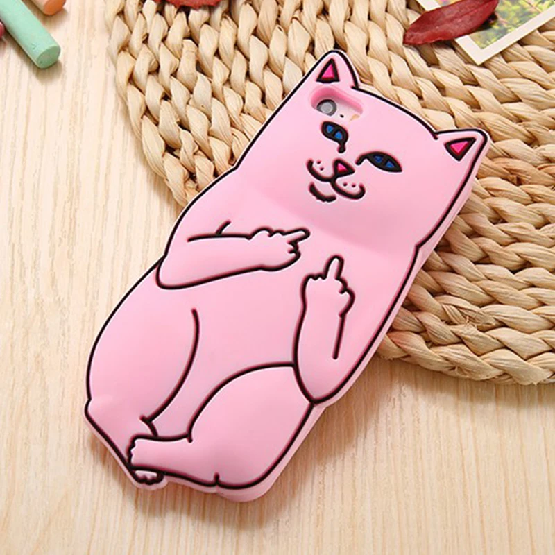 NEW Fashion 3D Cartoon lovely Soft Rubber Silicon Cat Cover boy girl phone case cover for iPhone 5 5S Shell Para Housing |
