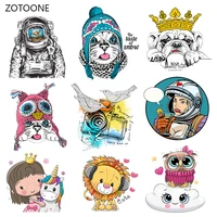 zotoone cartoon cute animals iron on transfers for clothing fabric baby kids applique badge hot vinyl heat transfer stickers i