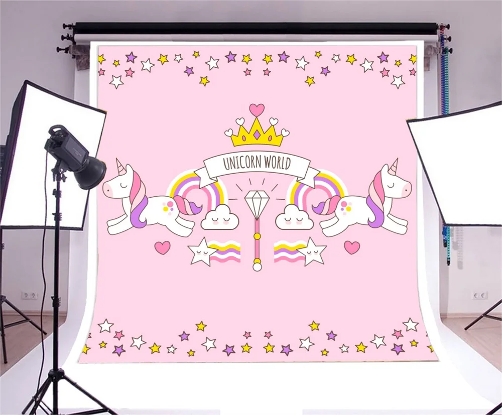 Laeacco мультфильм Единорог Дети День рождения Фото фоны индивидуальные