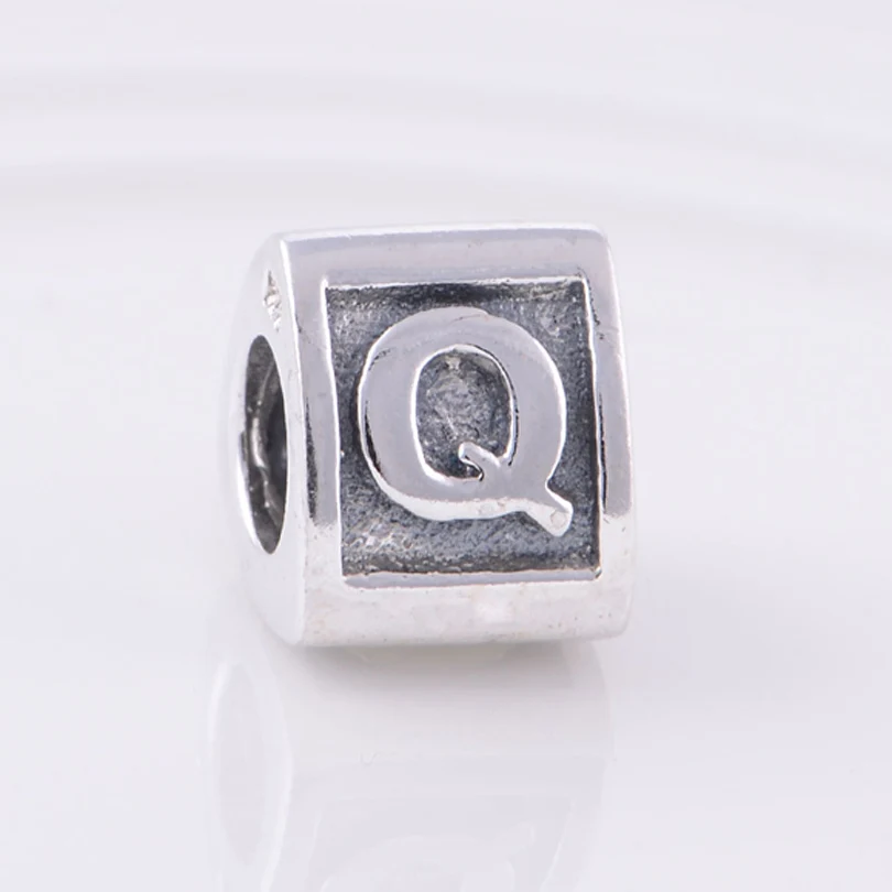 Аутентичные стерлингового серебра 925 Алфавит Буква Q-R-s-t Шарм Бусины подходит Pandora