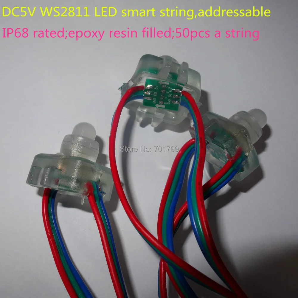 DC5V WS2811 светодиодная смарт гирлянда Адресуемая со всеми rgb проводами класс IP68