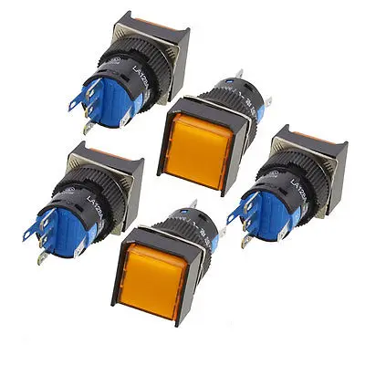 

AC 250V 5A 1P2T Orange Cap Latching Locking Push Button Switch
