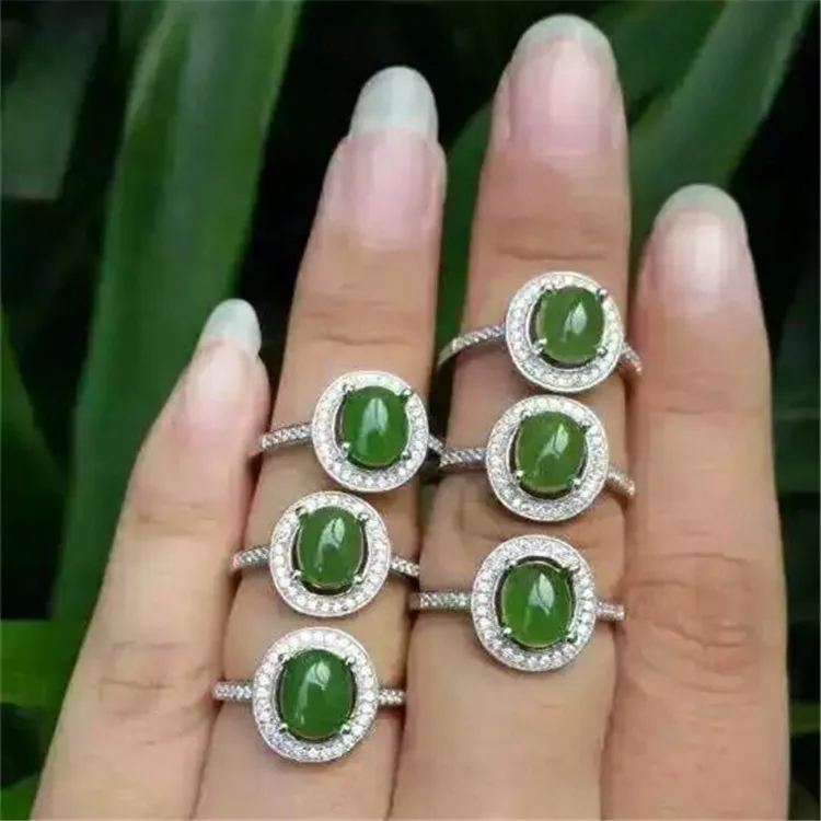 

KJJEAXCMY fine jewelry 925 Pure silver inlay natural jasper gemstone women's oval ring jewelry florals
