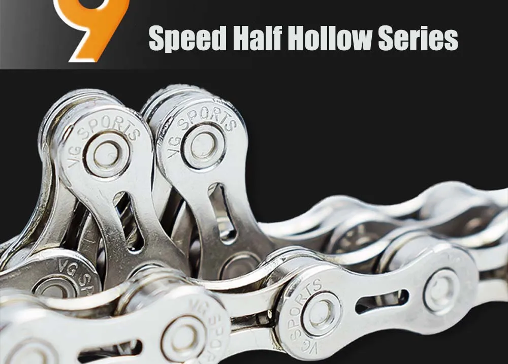 MTB Bicycle Chain 8 9 10 11 Speed Road Bike Full Hollow Chain Mountain Bike Half Hollow Chain Golden Silver Colour VG Sports