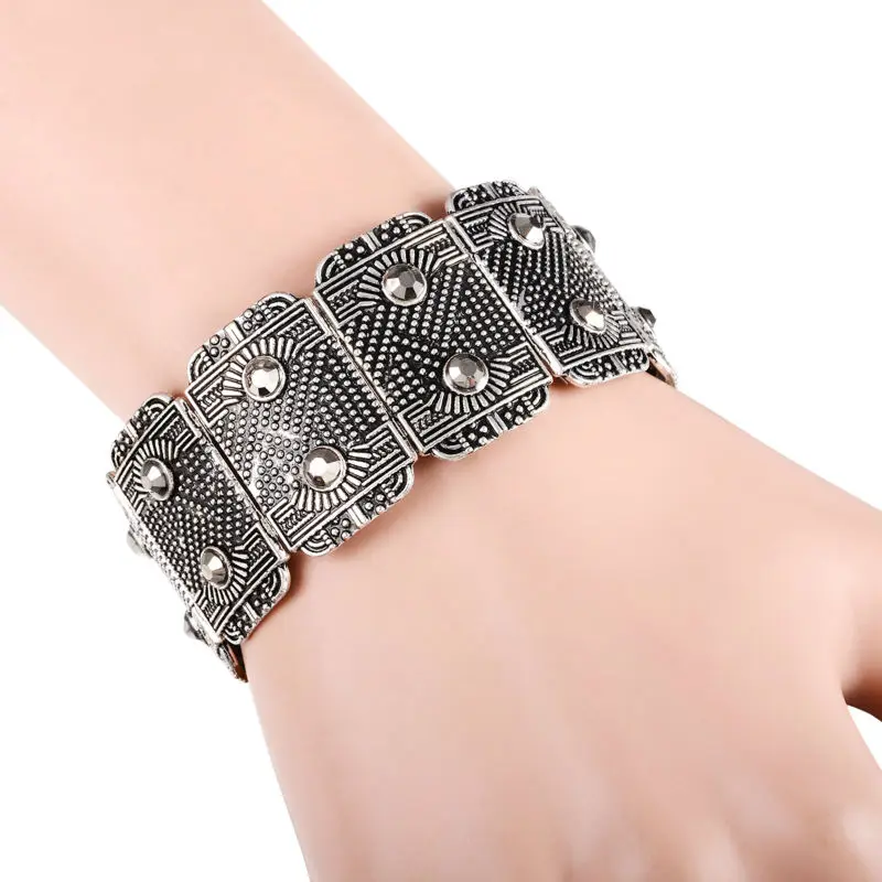 Новые Модные Винтажные широкие браслеты в стиле бохо для женщин регулируемые