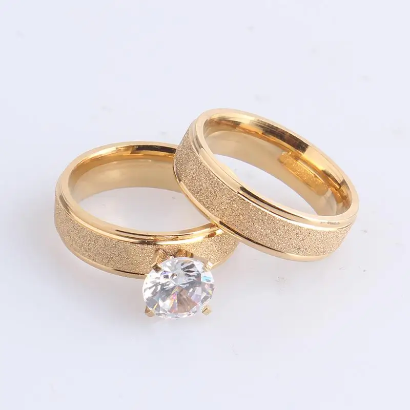 Кольца из нержавеющей стали 316L для мужчин и женщин влюбленные с матовым золотым