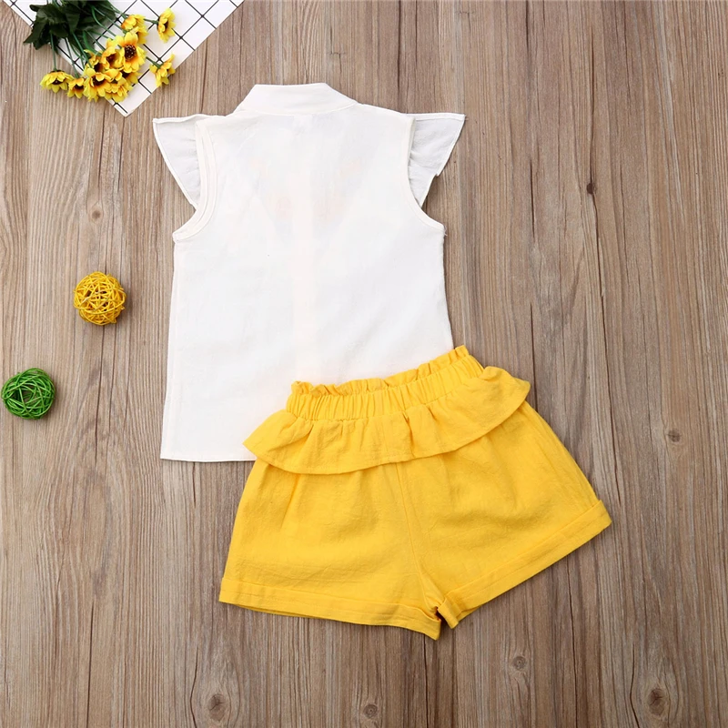 Комплект одежды для маленьких девочек топ без рукавов с цветочным принтом и