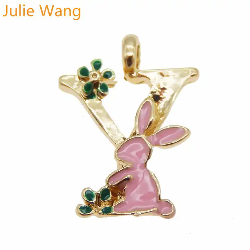 Julie Wang, 6 шт., золотой тон, A-Z, 26 букв, эмаль, красочные афабецы, подвески, ожерелье, подвеска, серьги, сделай сам, аксессуары для изготовления ювелирных изделий - Окраска металла: Y