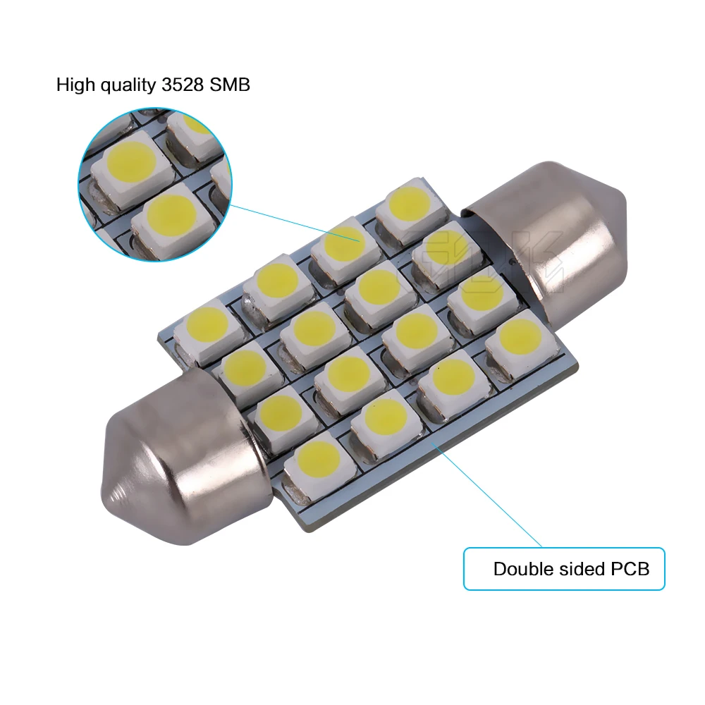 Светодиодная лампа для освещения салона автомобиля c5w 36 мм 39 42 31 festoon 16smd 3528/1210
